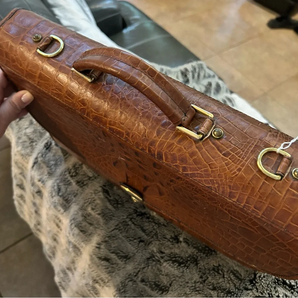 Gorgeous Brown Crocodile Embossed Leather Men's briefcase Bag executive VIP